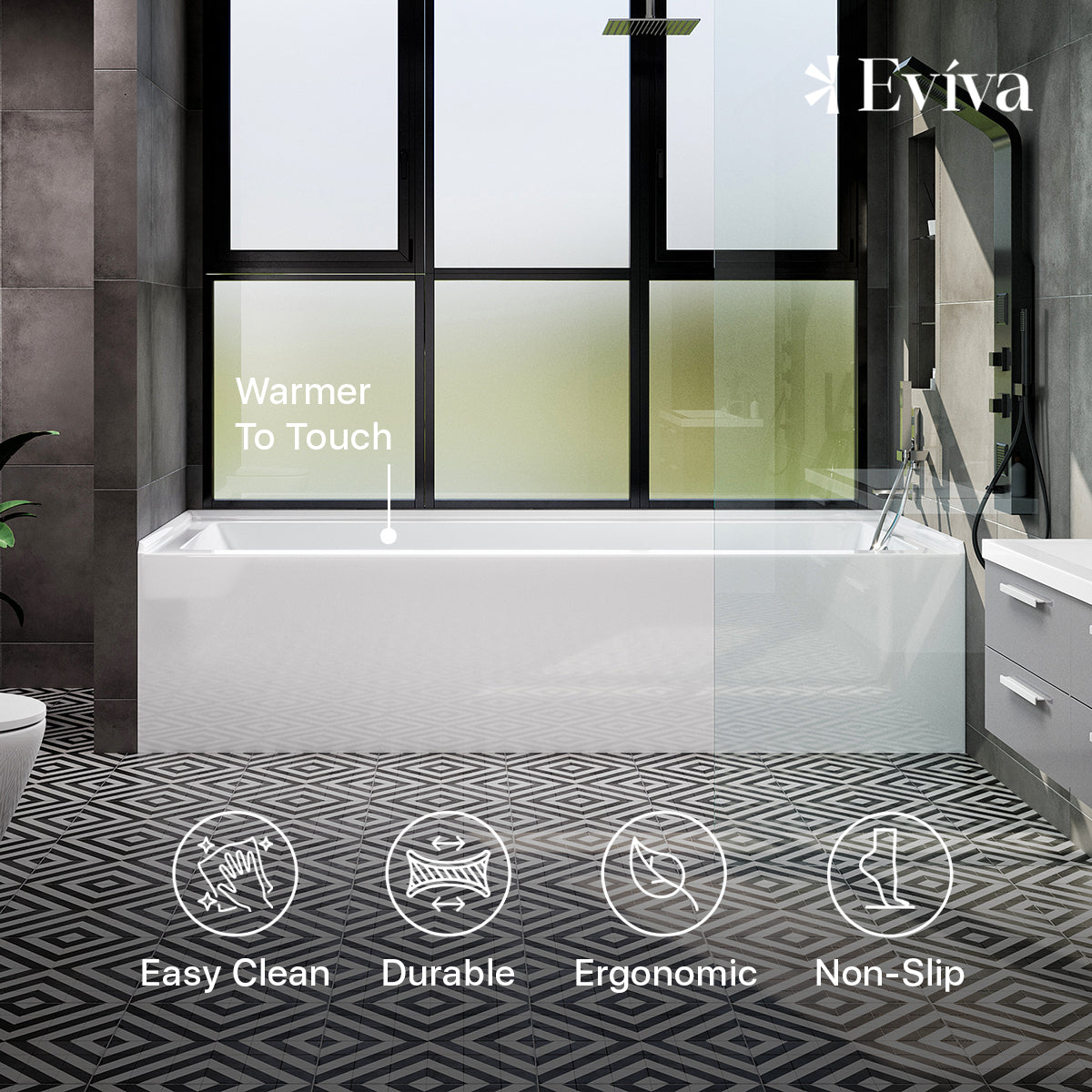 Eviva Nova Alcove 60 in. Acrylic Bathtub with Right Hand Drain