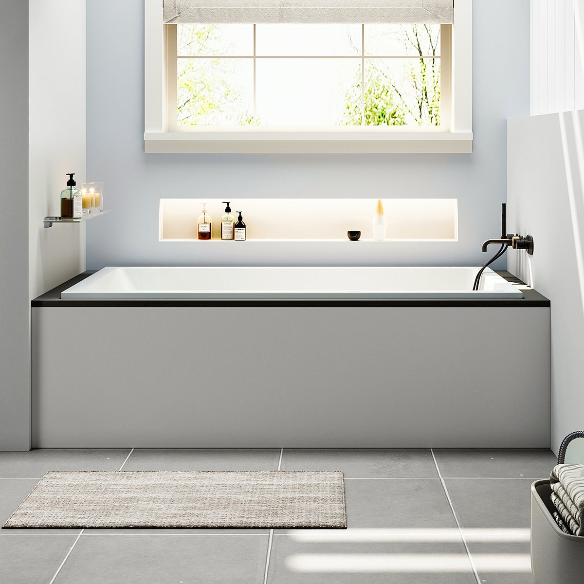 Eviva Teddy 59" Glossy White Rectangle Acrylic Drop In Bathtub - Bathtub by Eviva