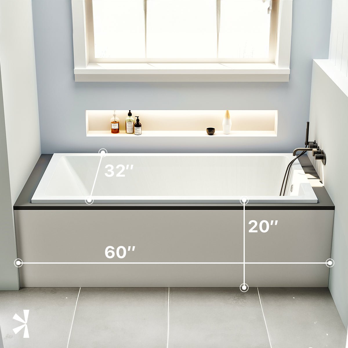 Eviva Teddy 59" Glossy White Rectangle Acrylic Drop In Bathtub - Bathtub by Eviva