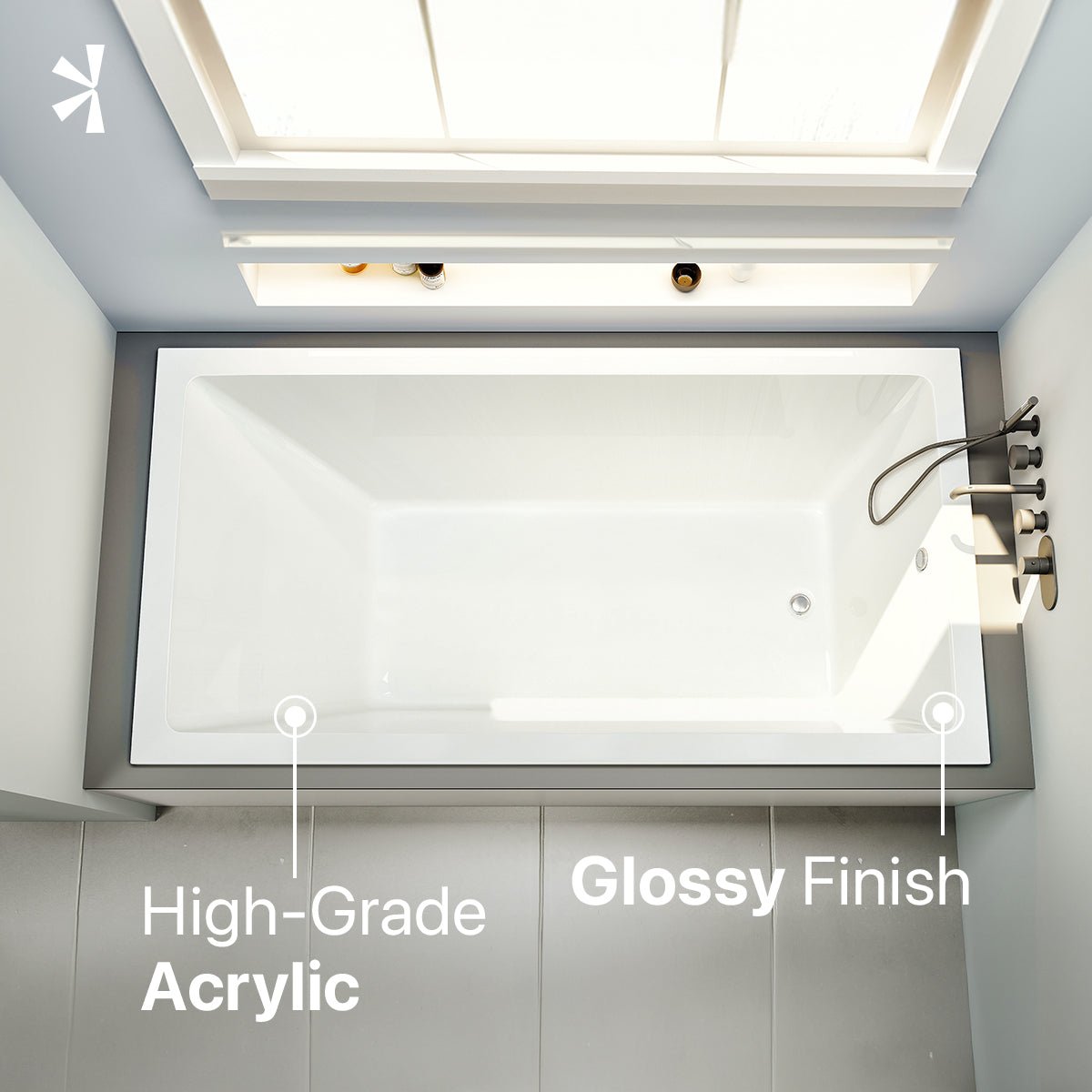 Eviva Teddy 59" Glossy White Rectangle Acrylic Drop In Bathtub - Bathtub by Eviva