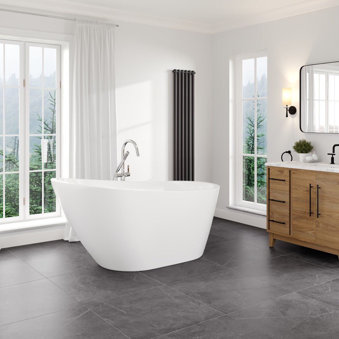 Eviva Luna 55" Glossy White Acrylic Slipper Freestanding Bathtub - Bathtub by Eviva