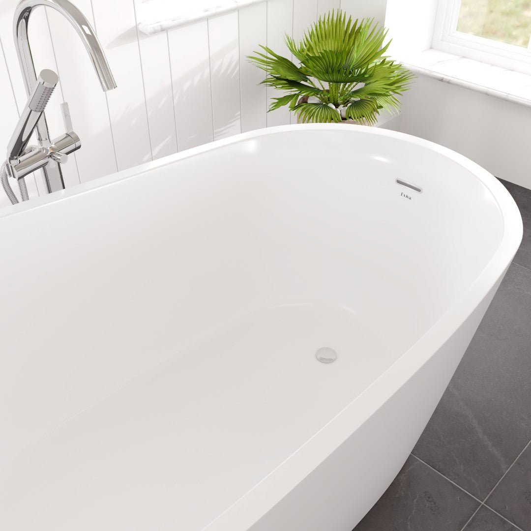 Eviva Luna 60" Glossy White Acrylic Slipper Freestanding Bathtub - Bathtub by Eviva