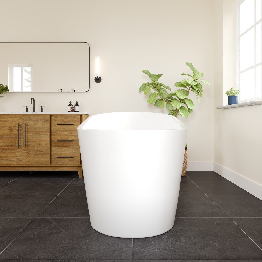 Eviva Luna 67" Glossy White Acrylic Slipper Freestanding Bathtub - Bathtub by Eviva