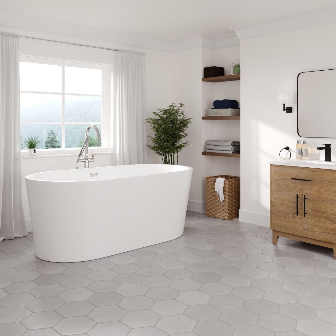 Eviva Aura 60" Glossy White Acrylic Oval Freestanding Bathtub - Bathtub by Eviva