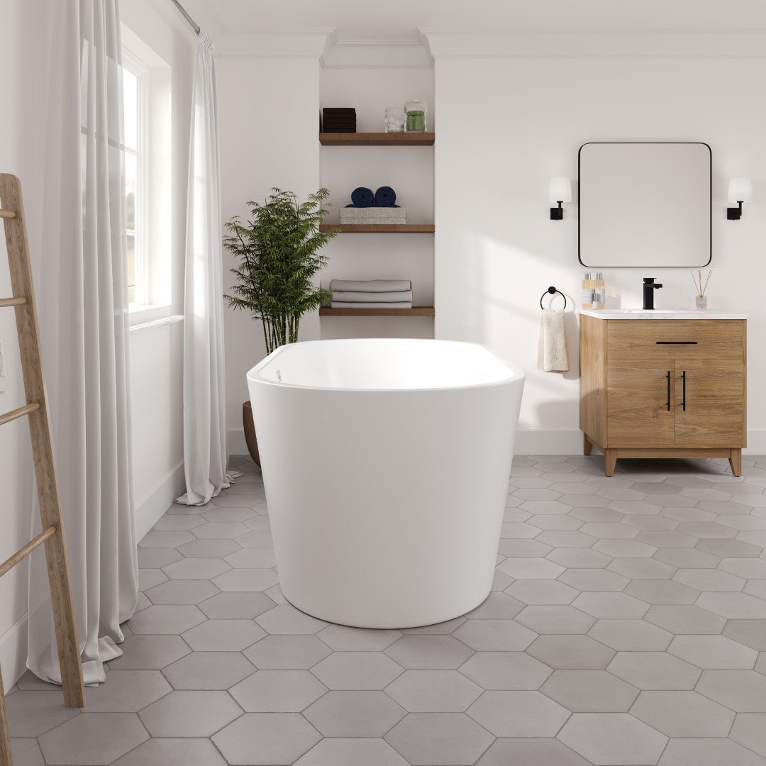 Eviva Aura 60" Glossy White Acrylic Oval Freestanding Bathtub - Bathtub by Eviva