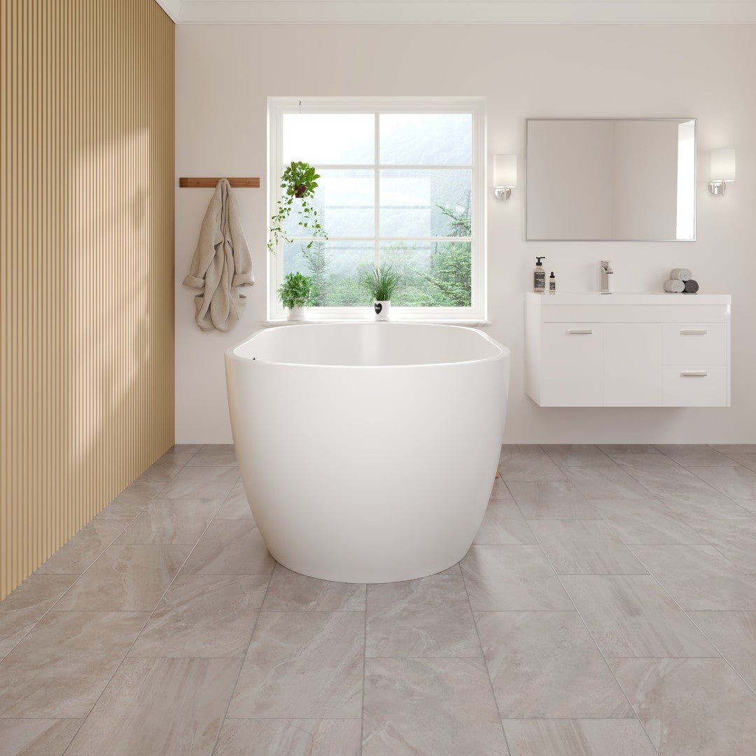 Eviva Opal 55" Glossy White Acrylic Oval Freestanding Bathub - Bathtub by Eviva