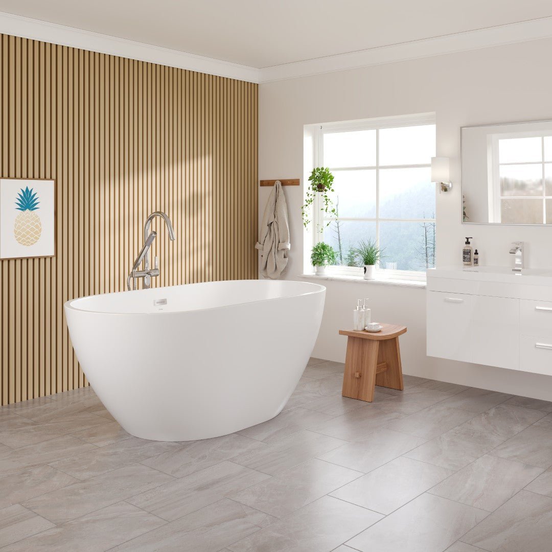 Eviva Opal 55" Glossy White Acrylic Oval Freestanding Bathub - Bathtub by Eviva