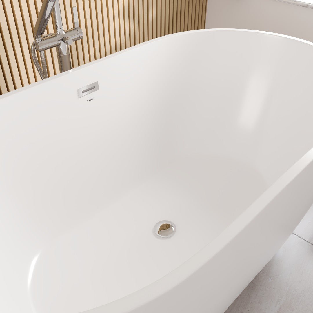 Eviva Opal 55" Glossy White Acrylic Oval Freestanding Bathub - Bathtub by Eviva