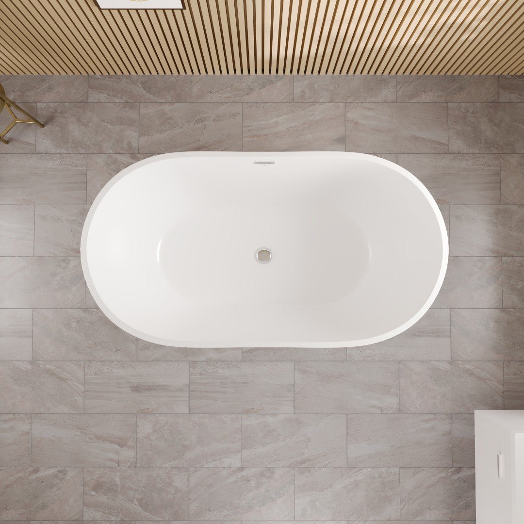 Eviva Opal 55" Glossy White Acrylic Oval Freestanding Bathub - Bathtub by Eviva