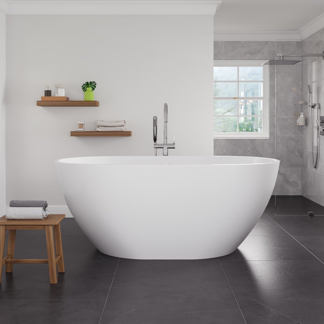 Eviva Opal 60" Glossy White Acrylic Oval Freestanding Bathub - Bathtub by Eviva