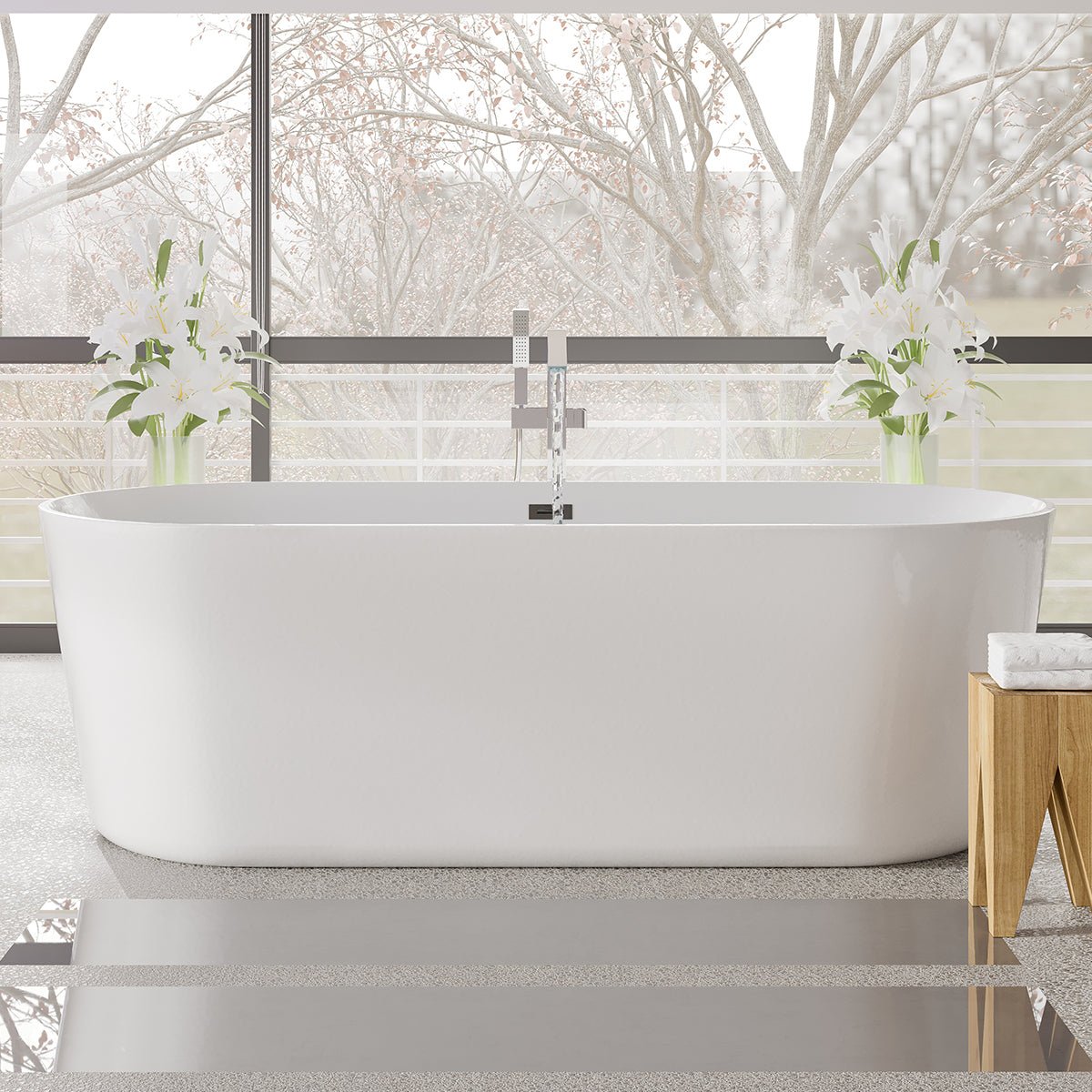 Eviva Chloe 59" Glossy White Acrylic Freestanding Bathtub - Bathtub by Eviva