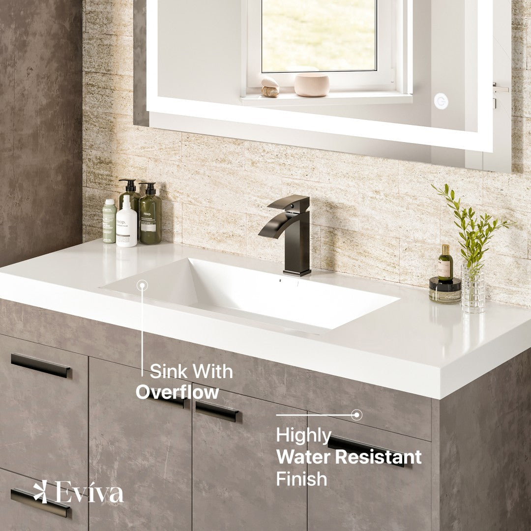 Lugano 42 in. Concrete Gray Single Sink Bath Vanity with Acrylic Top and Integrated Sink