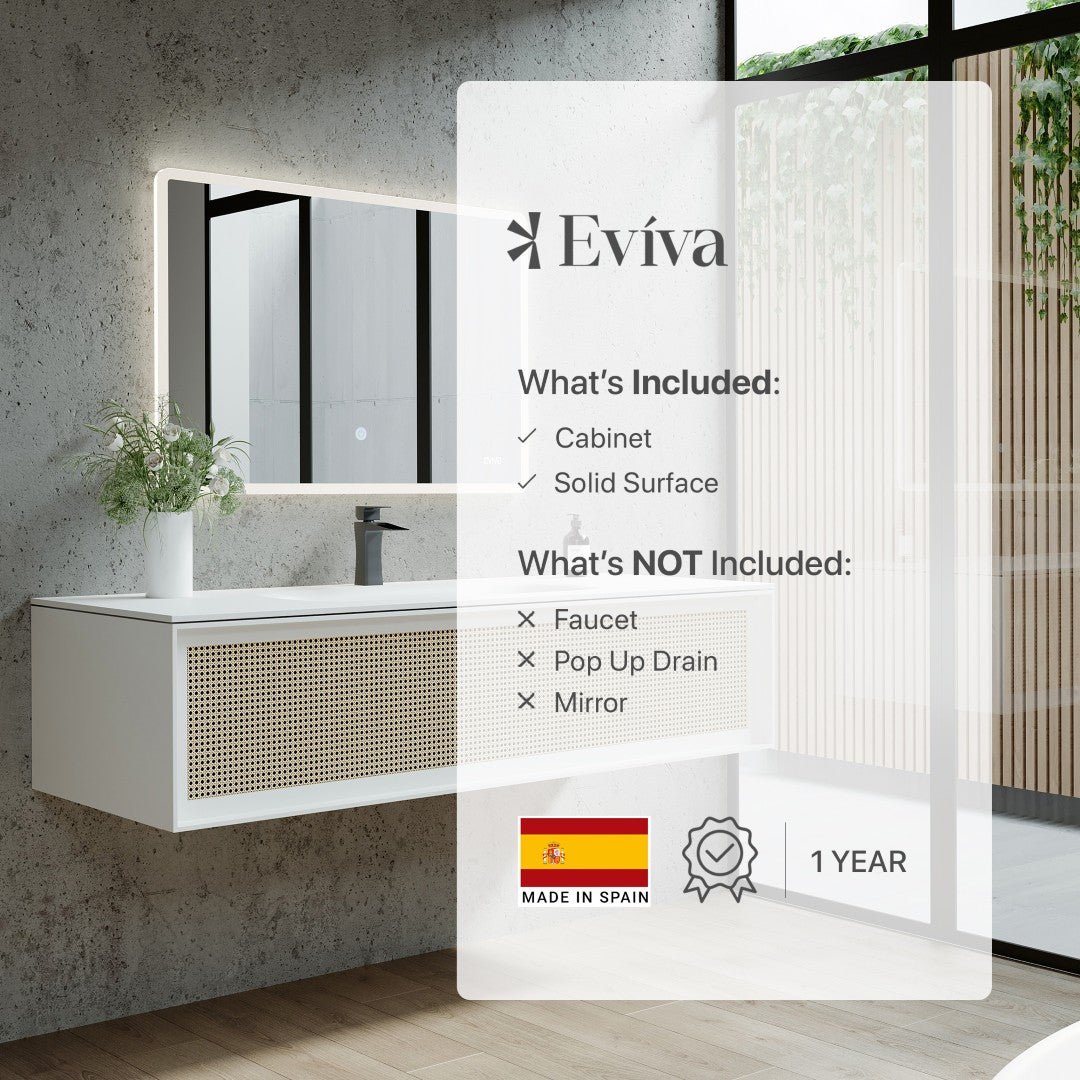 Nets 39 in. Natural Oak/White Wall Mount Single Sink Bath Vanity with Solid Surface Top and Integrated Sink - Bathroom Vanity by Eviva