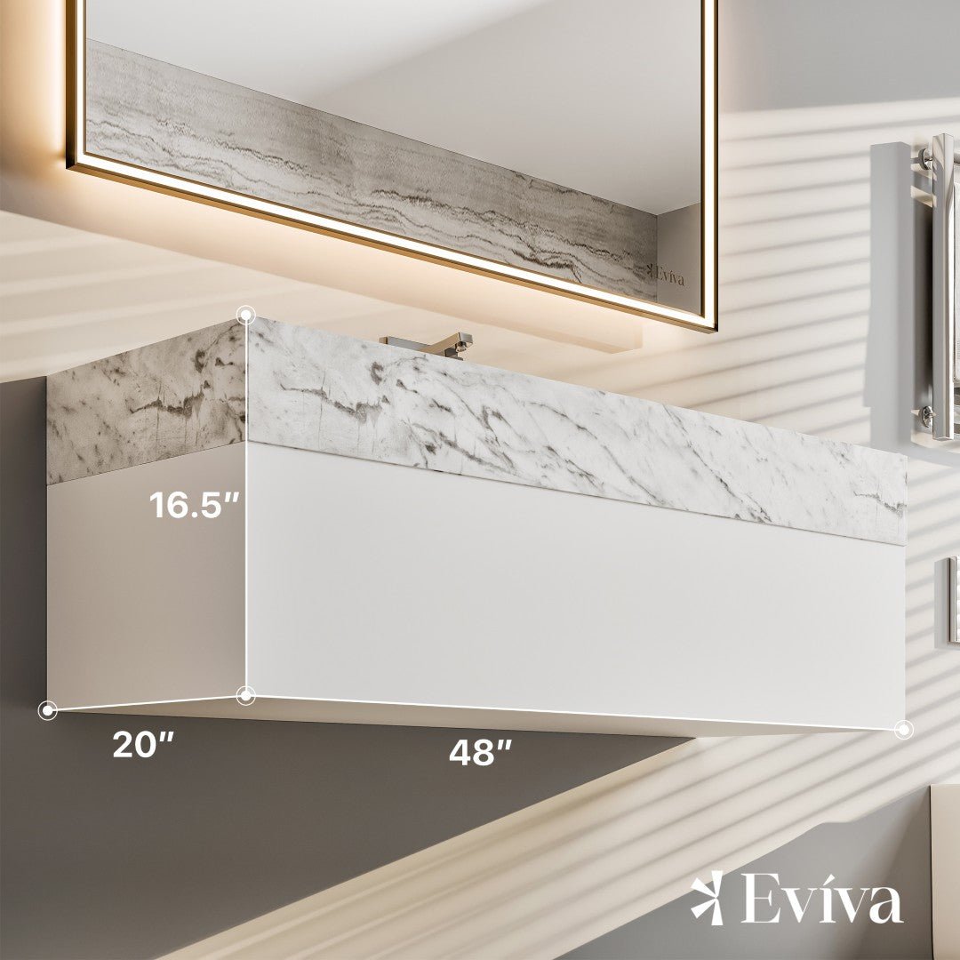 Eviva Fritti 48" White Wall Mount Single Sink Bath Vanity with Marble Top - Bathroom Vanity by Eviva