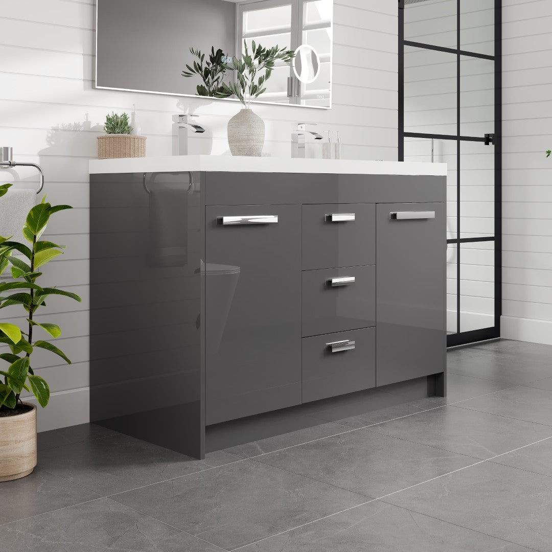 Lugano 48 in. Gray Double Sink Bath Vanity with Acrylic Top and Integrated Sinks