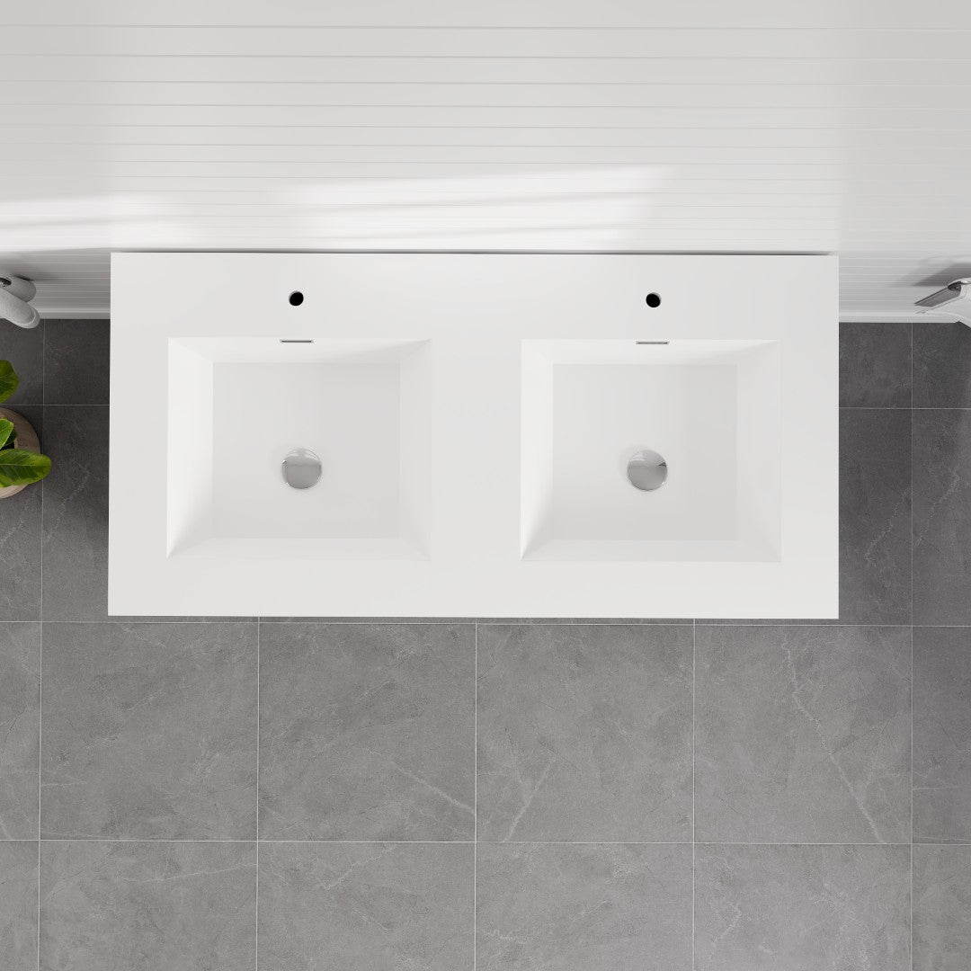 Lugano 48 in. Gray Double Sink Bath Vanity with Acrylic Top and Integrated Sinks