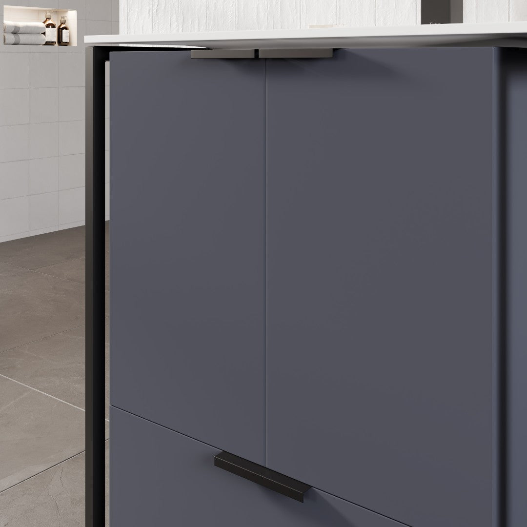 Moma 24 in. Blue Single Sink Bath Vanity with Solid Surface Top and Integrated Sink