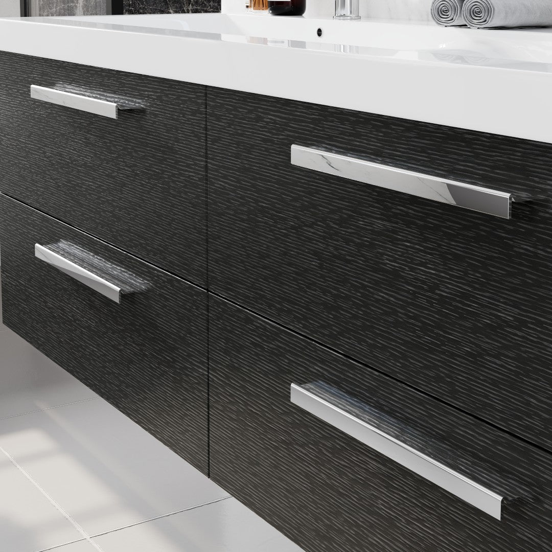 Surf 57 in. Blackwood Wall Mount Double Sink Bath Vanity with Acrylic Top and Integrated Sinks