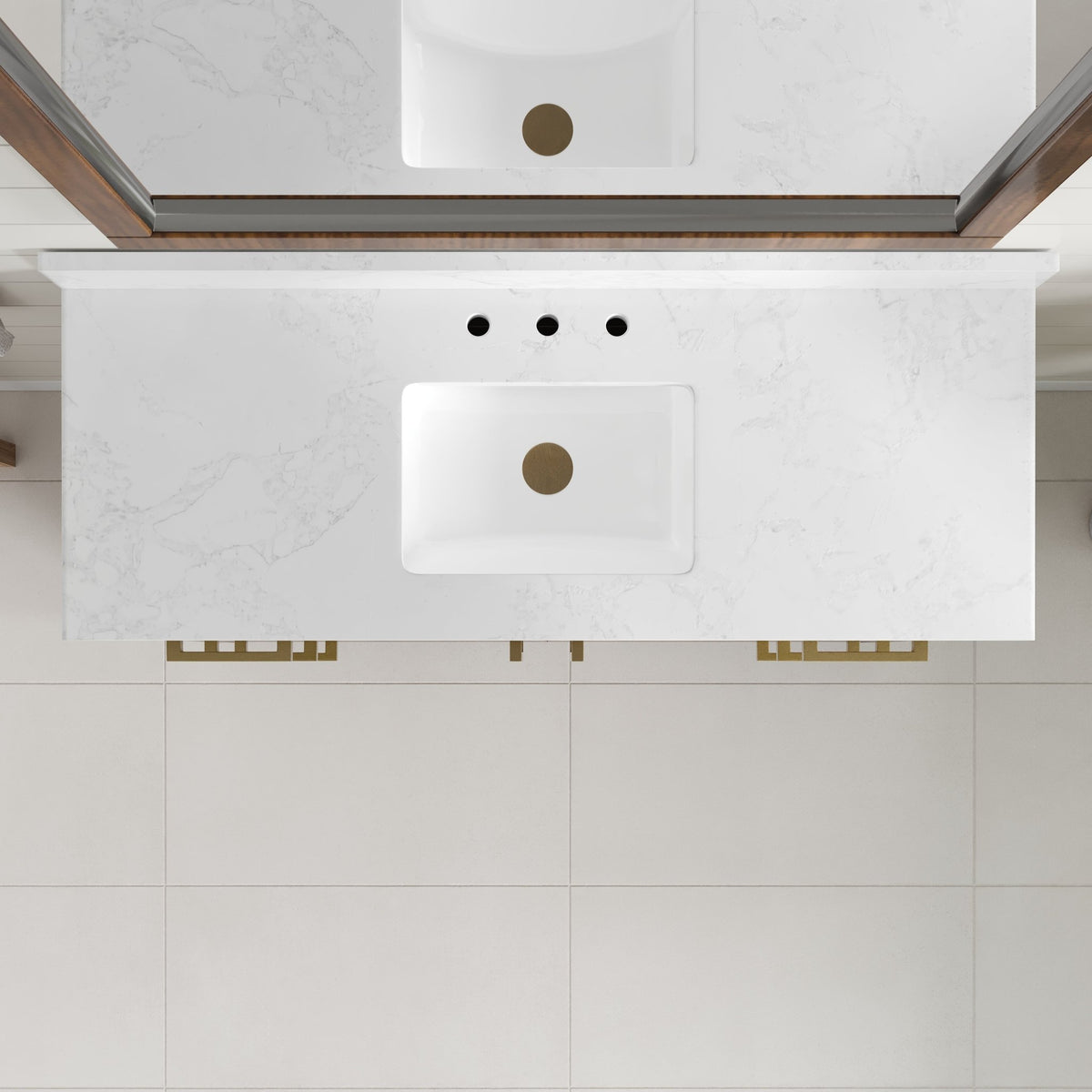 Nora 48 in. Walnut Single Sink Bath Vanity with Arabescato Engineered Stone Top and Undermount Porcelain Sink - Bathroom Vanity by Eviva