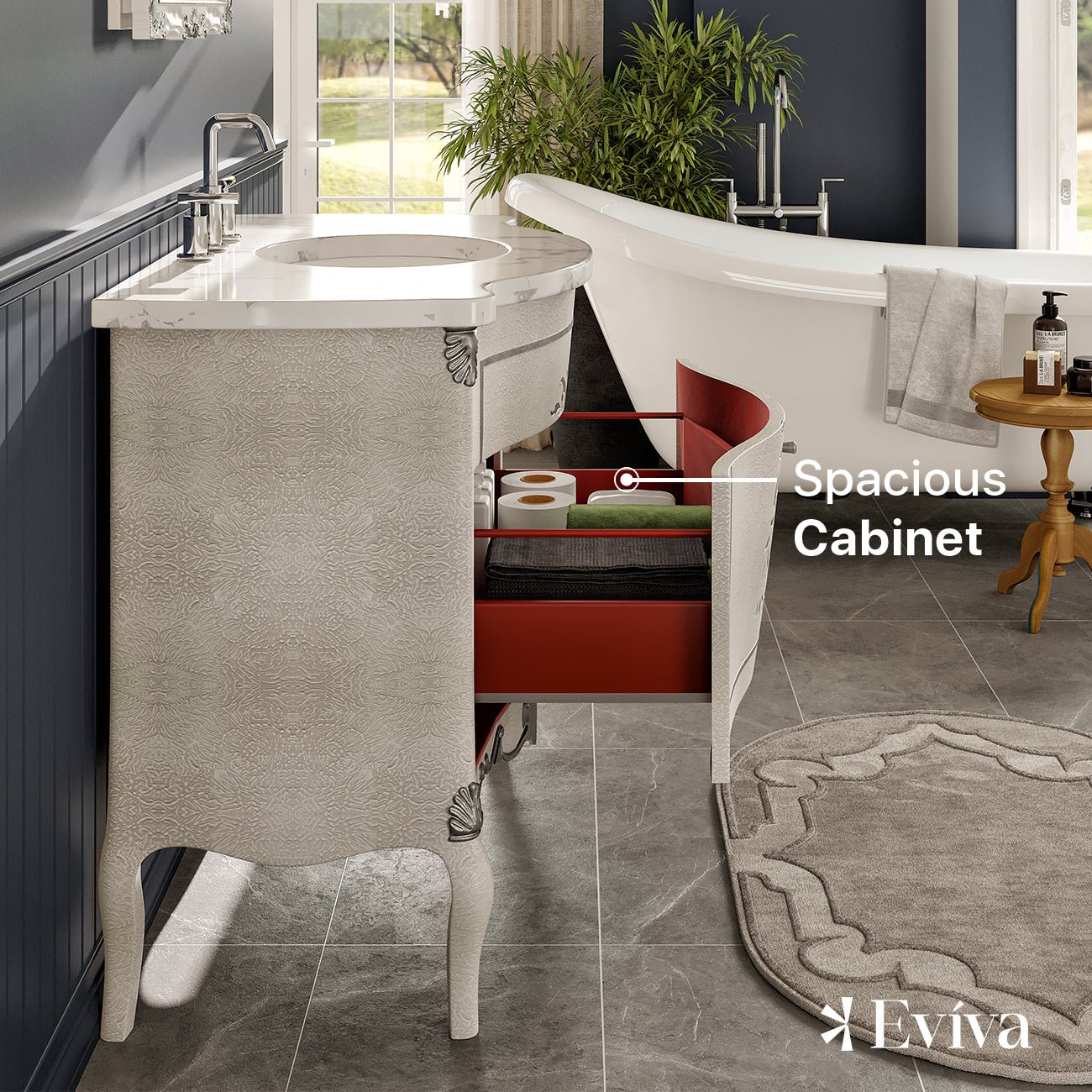 Monaco 38 in. Ivory Single Sink Bath Vanity with Carrara Quartz Top and Undermount Porcelain Sink - Bathroom Vanity by Eviva