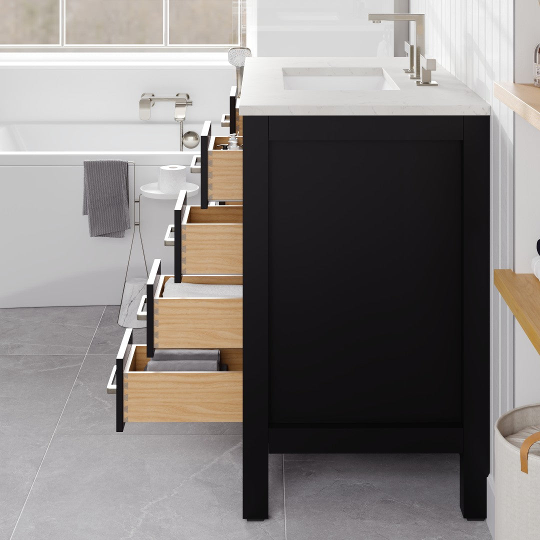 Hampton 36 in. Espresso Single Sink Bath Vanity with Carrara Quartz Top and Undermount Porcelain Sink