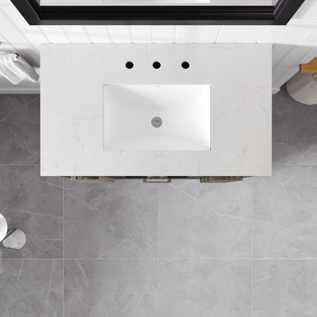 Hampton 36 in. Espresso Single Sink Bath Vanity with Carrara Quartz Top and Undermount Porcelain Sink