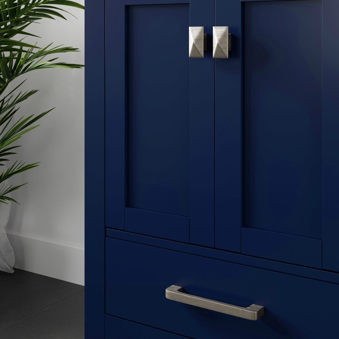 Aberdeen 24 in. Blue Single Sink Bath Vanity with Carrara Quartz Top and Undermount Porcelain Sink - Bathroom Vanity by Eviva