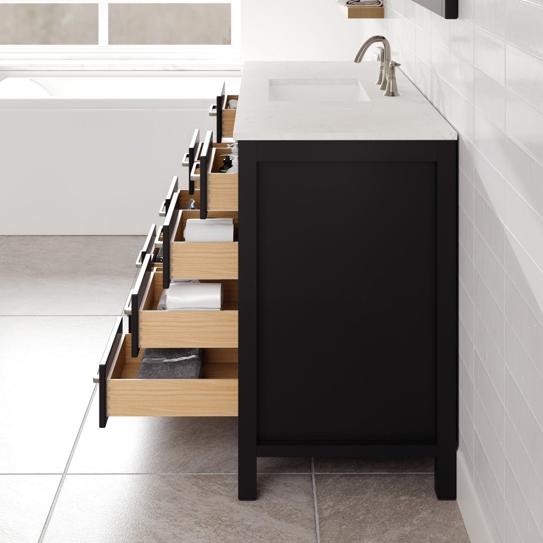 Aberdeen 60 in. Espresso Single Sink Bath Vanity with Carrara Quartz Top and Undermount Porcelain Sink - Bathroom Vanity by Eviva