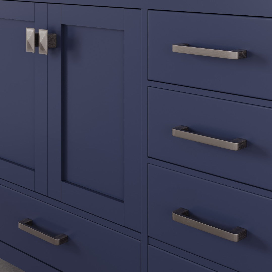 Aberdeen 96 in. Blue Double Sink Bath Vanity with Carrara Quartz Top and Undermount Porcelain Sinks