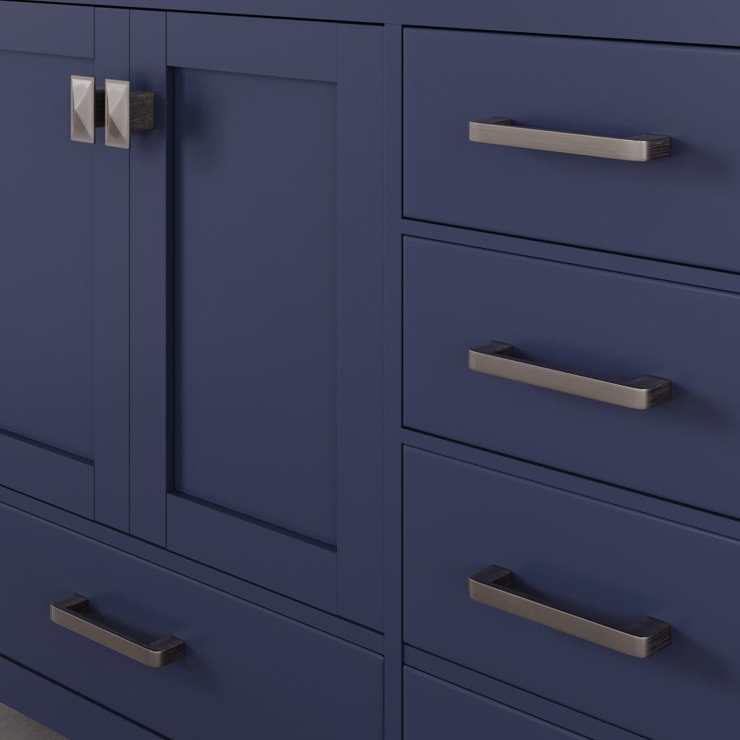 Aberdeen 96 in. Blue Double Sink Bath Vanity with Carrara Quartz Top and Undermount Porcelain Sinks - Bathroom Vanity by Eviva