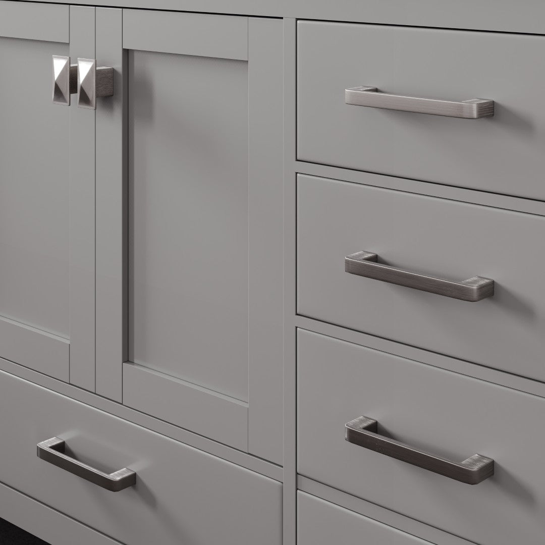 Aberdeen 96 in. Gray Double Sink Bath Vanity with Carrara Quartz Top and Undermount Porcelain Sinks