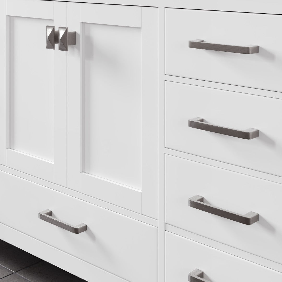 Aberdeen 96 in. White Double Sink  Bath Vanity with Carrara Quartz Top and Undermount Porcelain Sinks