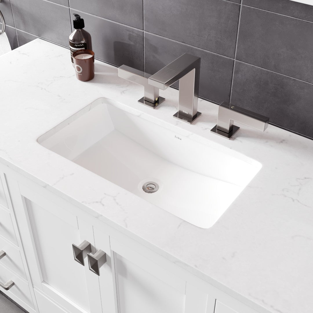 Aberdeen 96 in. White Double Sink  Bath Vanity with Carrara Quartz Top and Undermount Porcelain Sinks