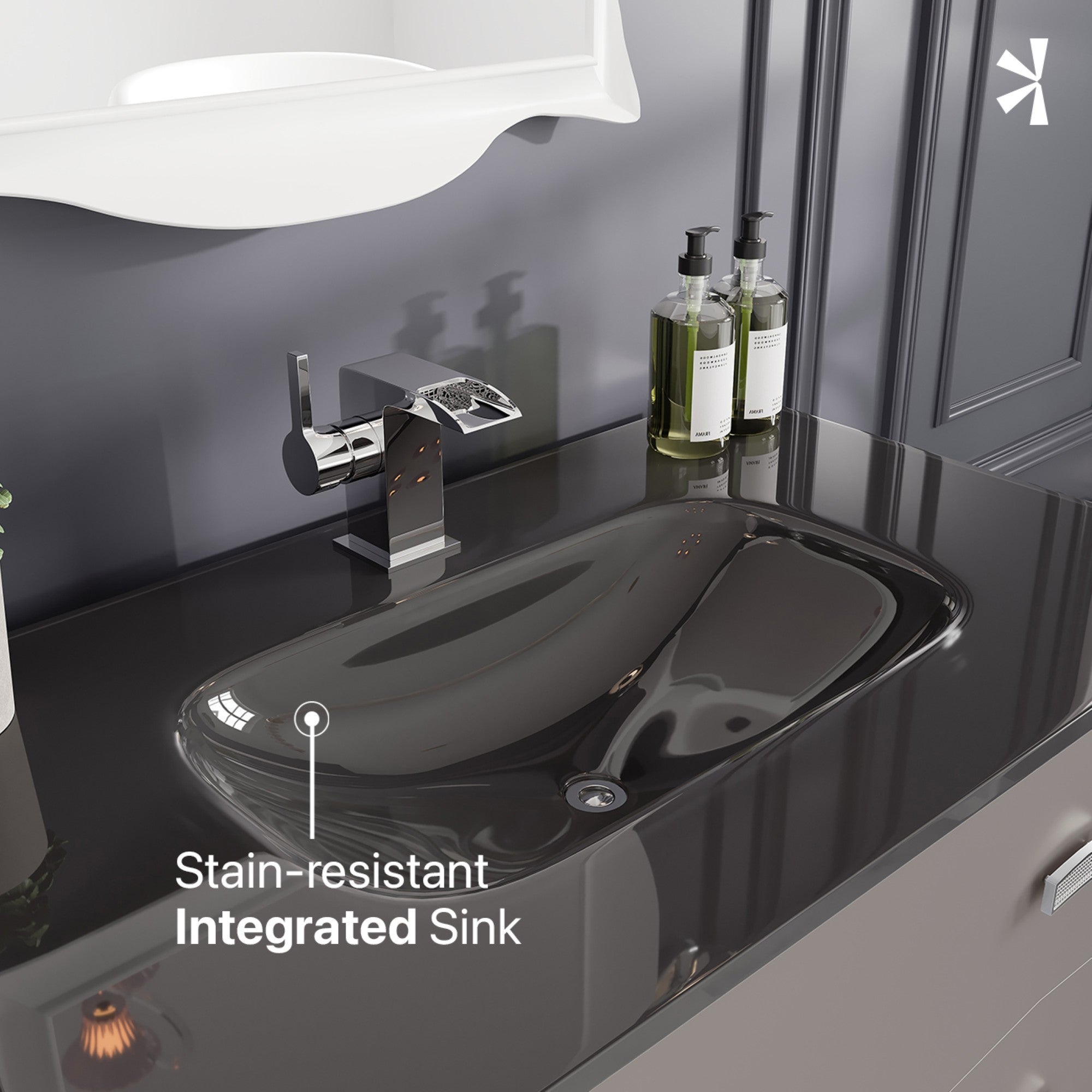 Aranjuez 32 in. White & Silver Single Sink Bath Vanity with Tempered Glass Top and Integrated Sink