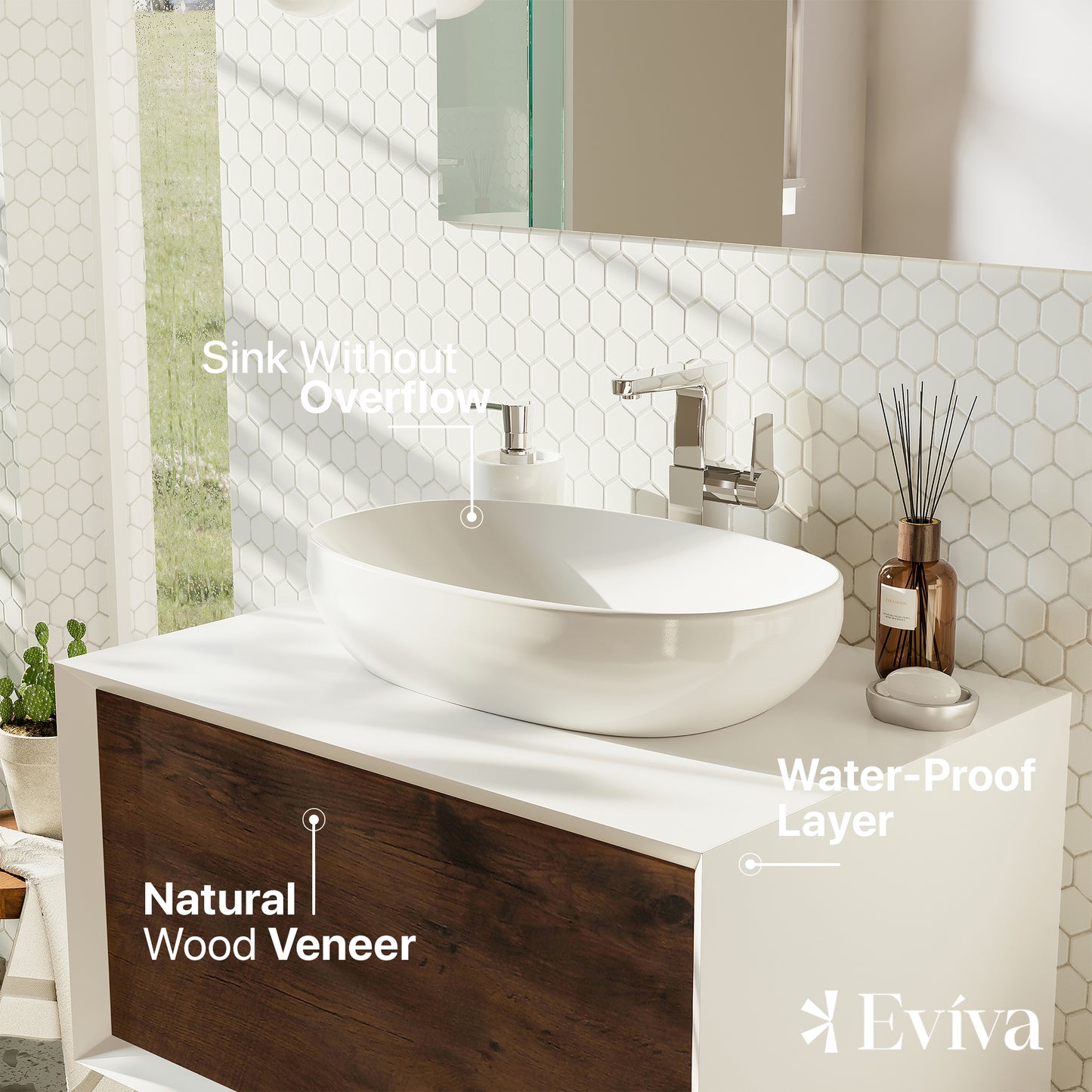 Santa Monica 30"W x 22"D Rosewood Bathroom Vanity with Solid Surface Countertop and Vessel Solid Surface Sink