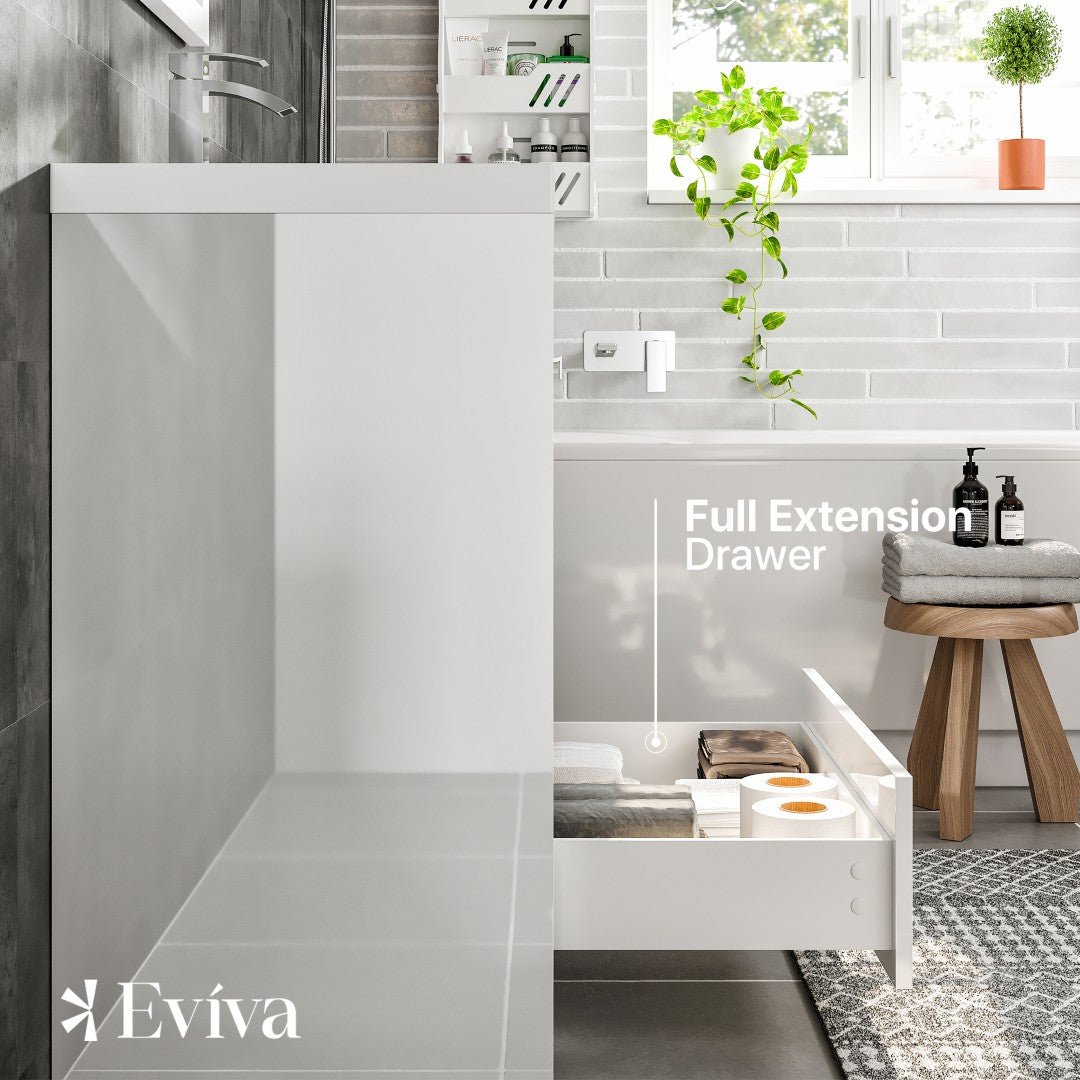Lugano 24 in. White Single Sink Bath Vanity with Acrylic Top and Integrated Sink - Bathroom Vanity by Eviva
