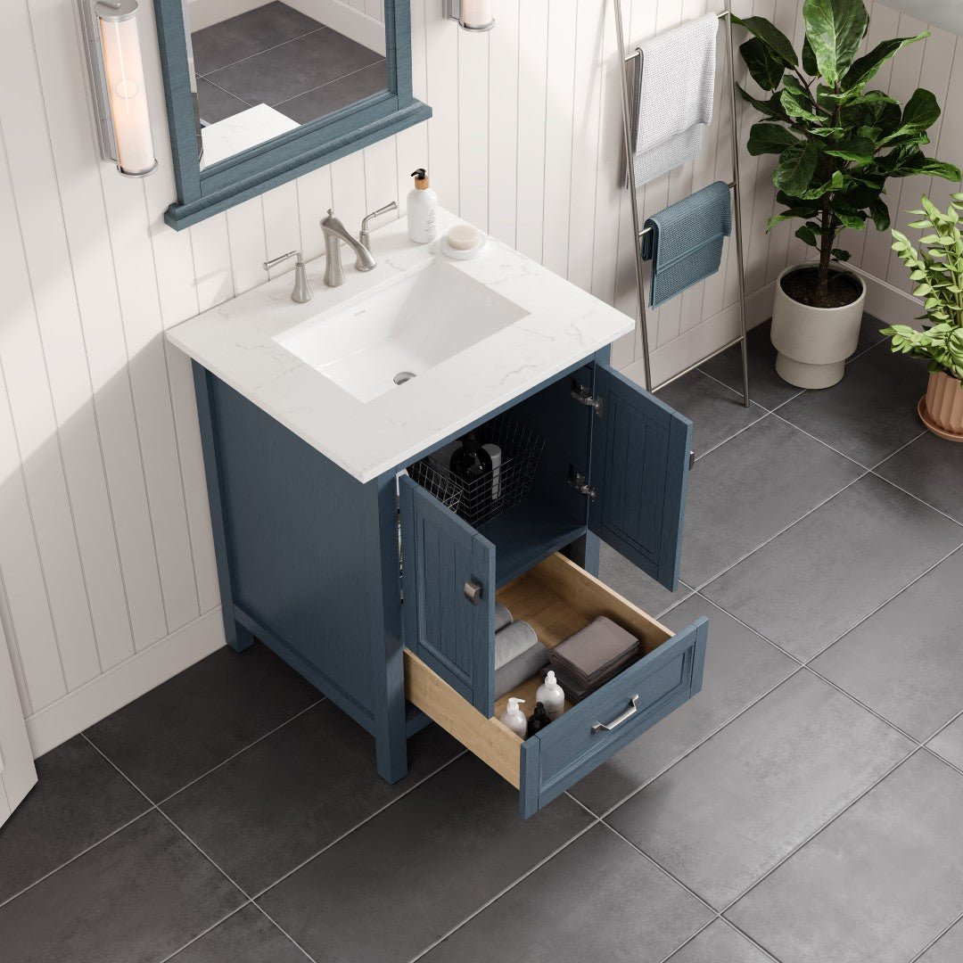 Britney 24 in. Ash Blue Single Sink Bath Vanity with Carrara Quartz Top and Undermount Porcelain Sink - Bathroom Vanity by Eviva