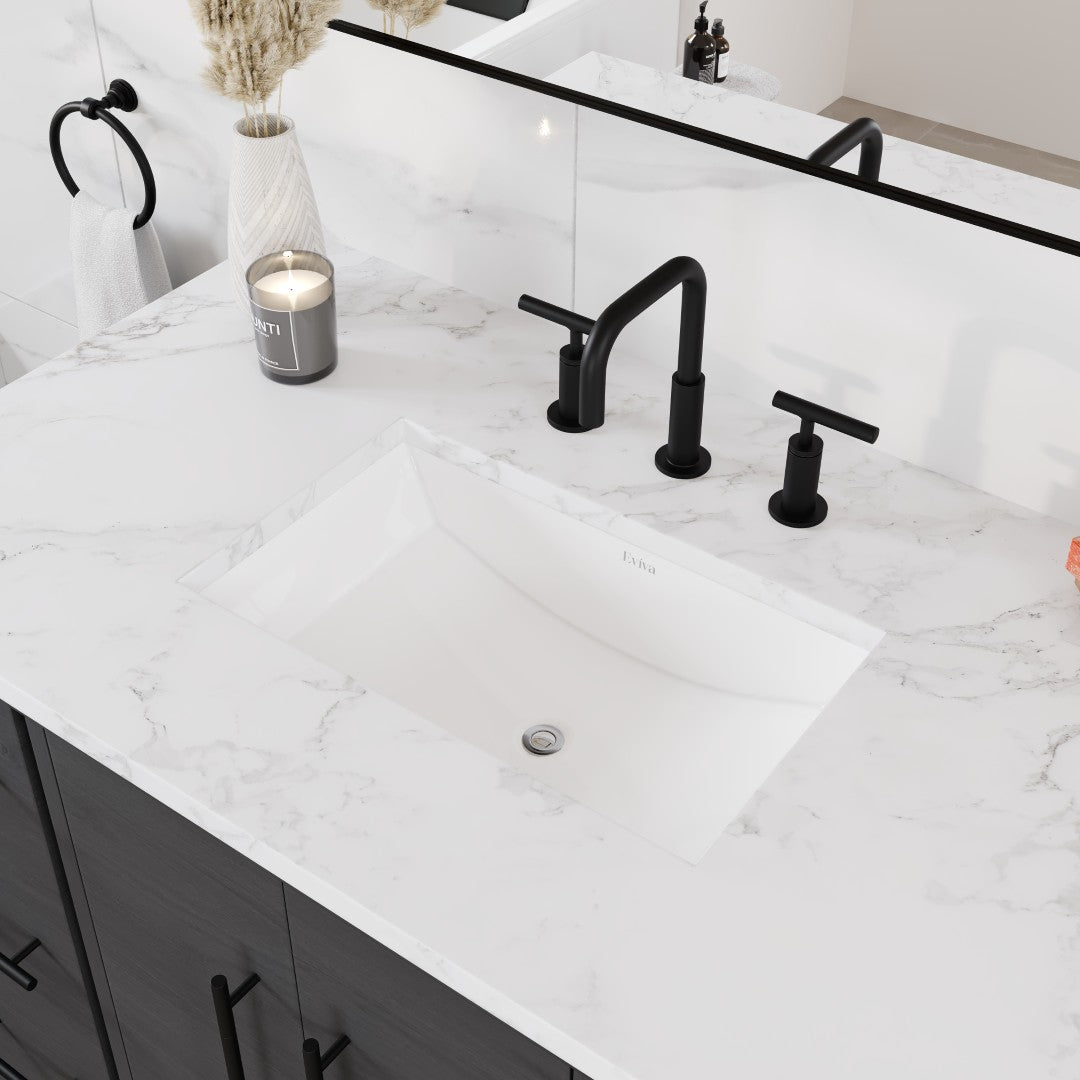 Graham 42 in. Blackwood Single Sink Bath Vanity with Arabescato Engineered Stone Top and Undermount Porcelain Sink