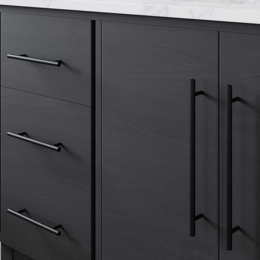 Graham 60 in. Blackwood Single Sink Bath Vanity with Arabescato Engineered Stone Top and Undermount Porcelain Sink