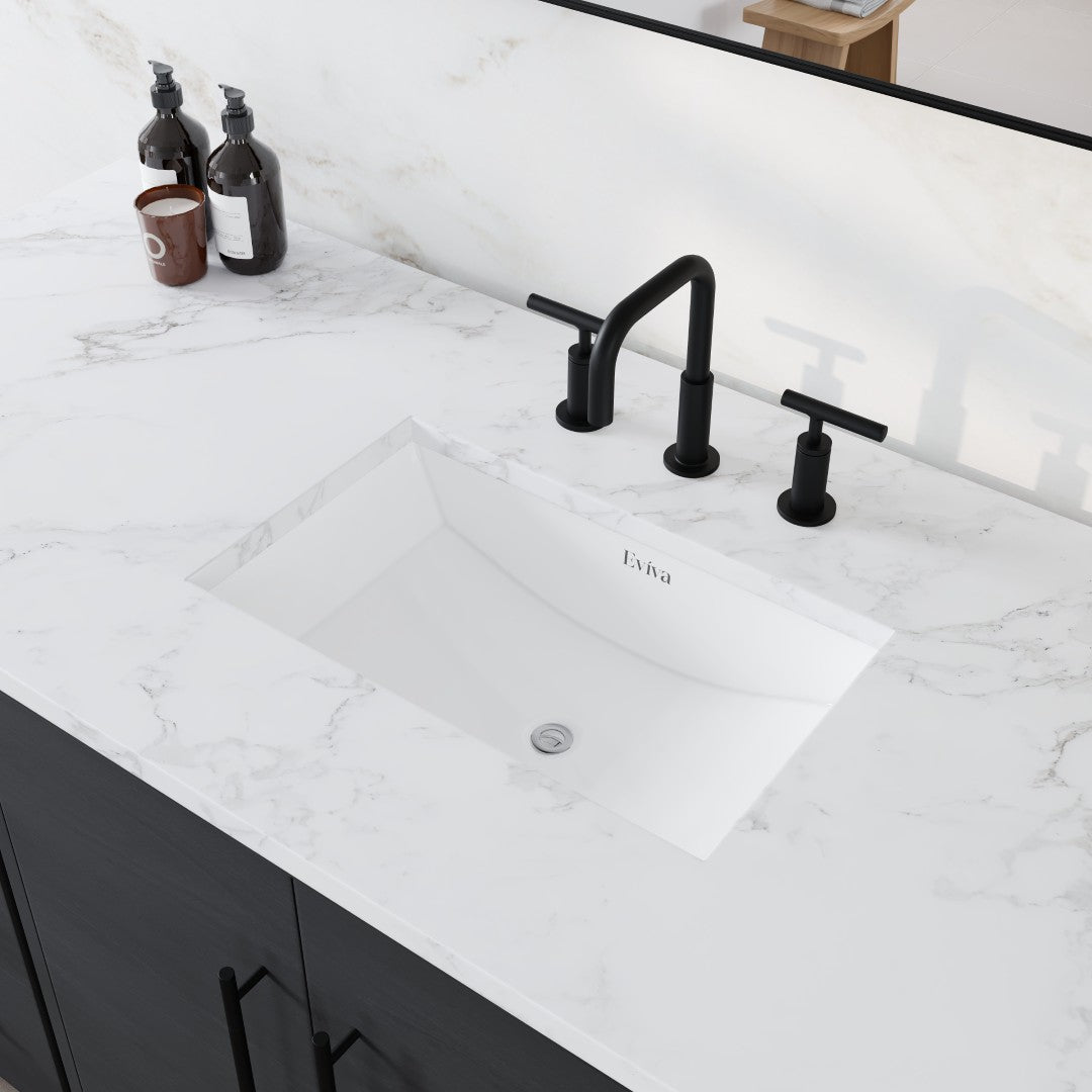 Graham 60 in. Blackwood Single Sink Bath Vanity with Arabescato Engineered Stone Top and Undermount Porcelain Sink