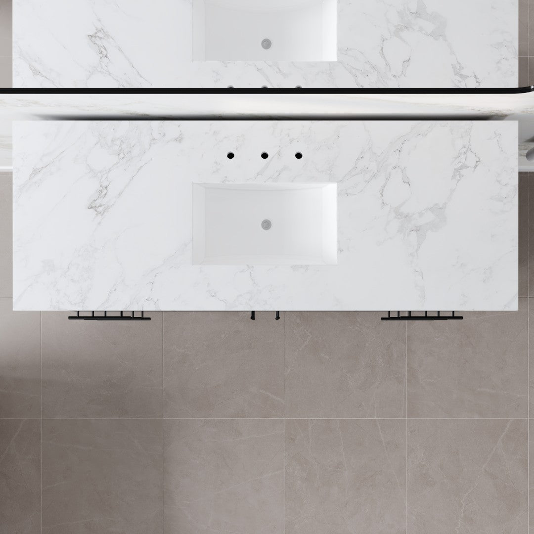 Graham 60 in. Blackwood Single Sink Bath Vanity with Arabescato Engineered Stone Top and Undermount Porcelain Sink