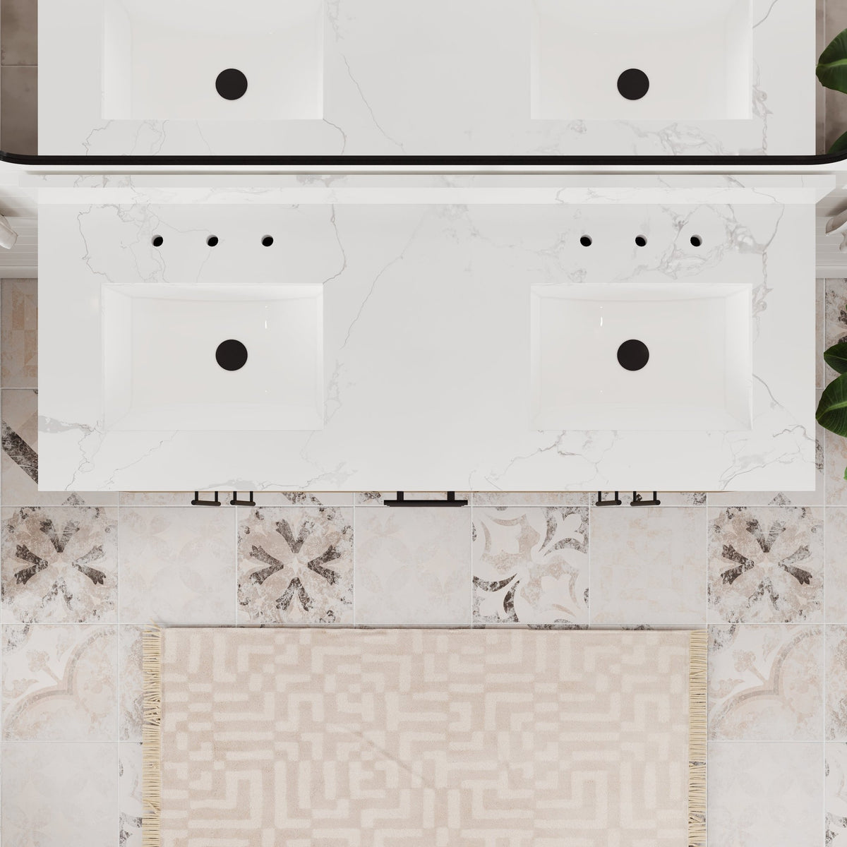 Graham 60 in. Oak Double Sink Bath Vanity with Arabescato Engineered Stone Top and Undermount Porcelain Sinks - Bathroom Vanity by Eviva