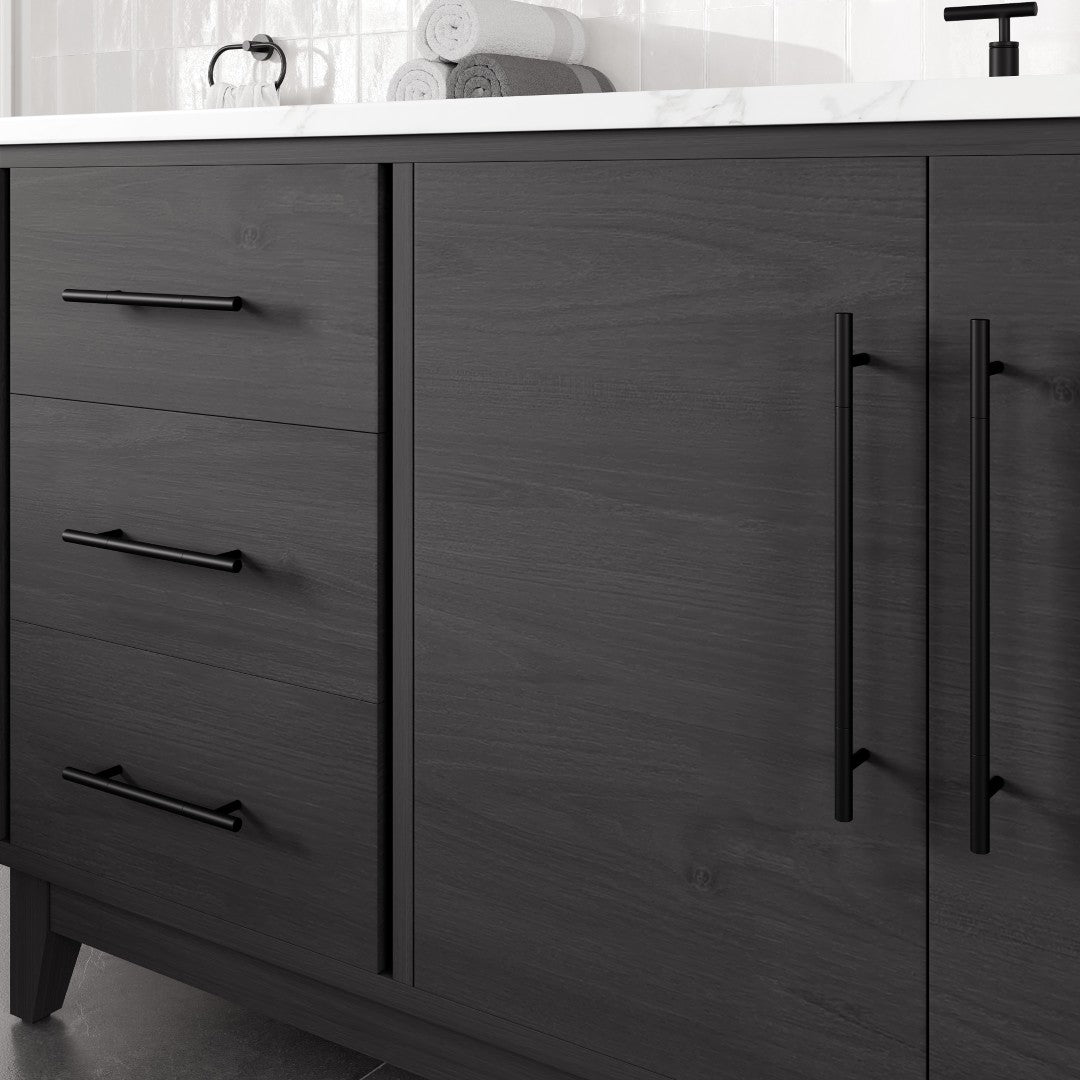 Graham 72 in. Blackwood Single Sink Bath Vanity with Arabescato Engineered Stone Top and Undermount Porcelain Sink