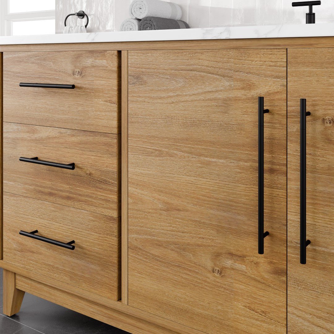 Graham 72 in. Oak Single Sink Bath Vanity with Arabescato Engineered Stone Top and Undermount Porcelain Sink - Bathroom Vanity by Eviva