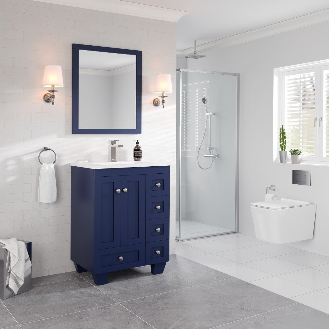 Acclaim 24 in. Blue Single Sink Bath Vanity with Carrara Quartz Top and Undermount Porcelain Sink - Bathroom Vanity by Eviva