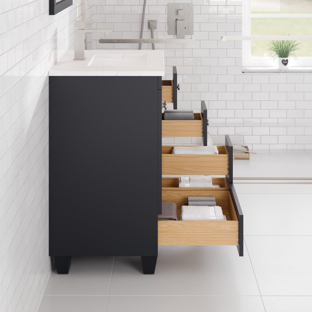 Acclaim 24 in. Dark Gray Single Sink Bath Vanity with Carrara Quartz Top and Undermount Porcelain Sink - Bathroom Vanity by Eviva