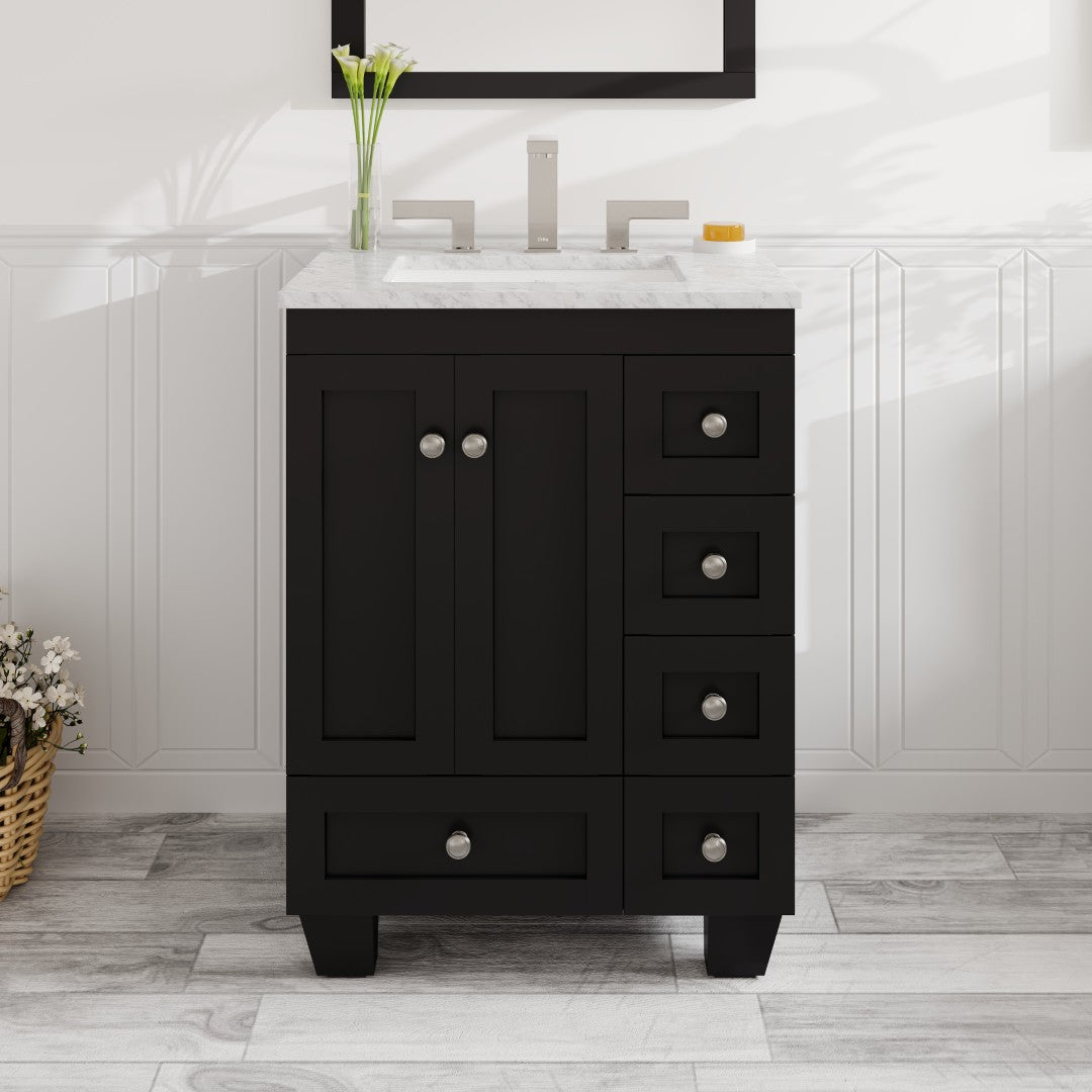 Acclaim 24" Espresso Single Sink Bath Vanity with Carrara Marble Top and Undermount Porcelain Sink