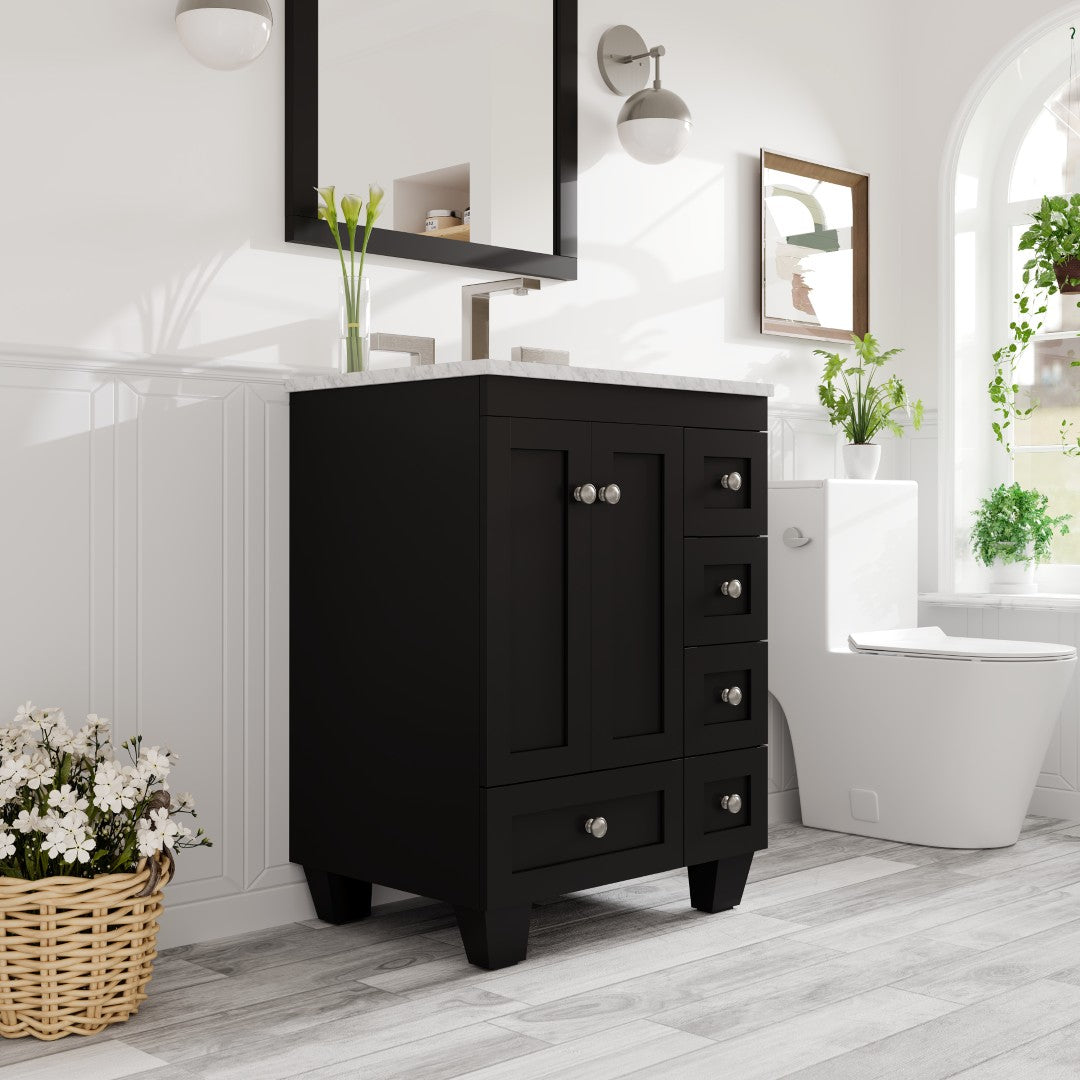 Acclaim 24" Espresso Single Sink Bath Vanity with Carrara Marble Top and Undermount Porcelain Sink