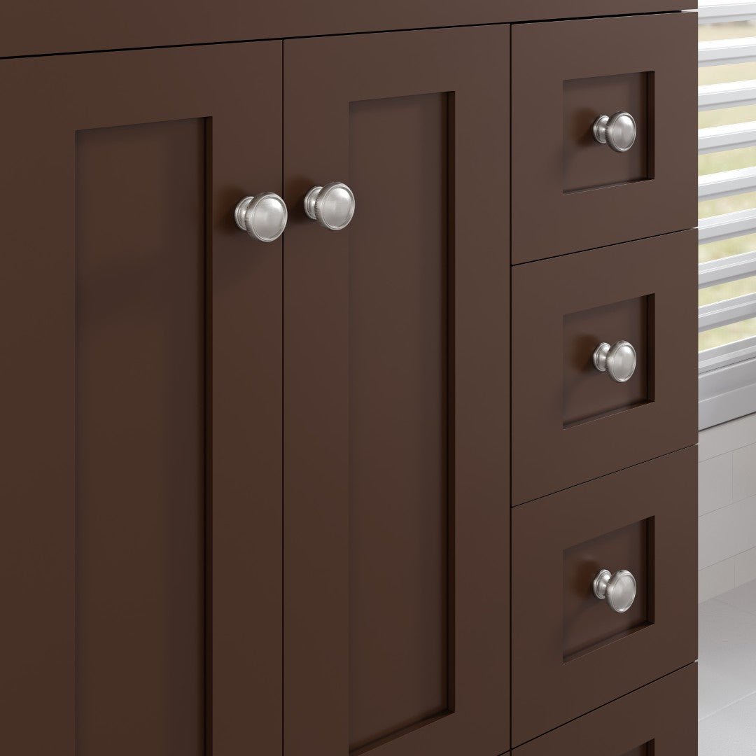 Acclaim 24 in. Teak Single Sink Bath Vanity with Carrara Quartz Top and Undermount Porcelain Sink - Bathroom Vanity by Eviva