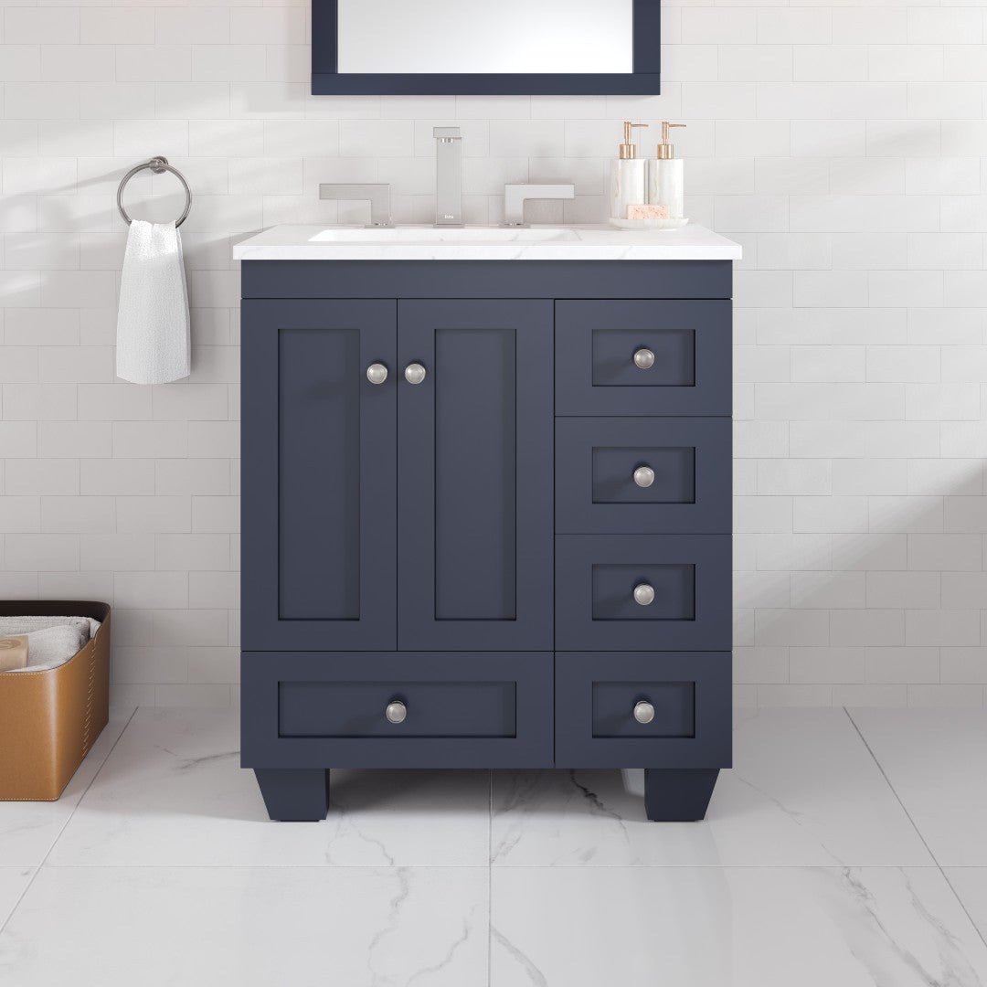 Acclaim 28 in. Dark Gray Single Sink Bath Vanity with Carrara Quartz Top and Undermount Porcelain Sink - Bathroom Vanity by Eviva